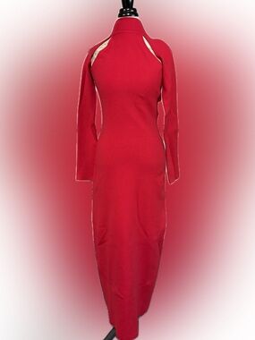 Victor Glemaud Red Long Sleeve Knit Dress